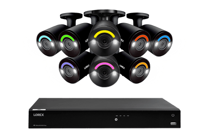 Lorex Fusion 4K 16 Camera Capable (16 Wired or Wi-Fi) 4TB Wired NVR System with Bullet AI PoE Cameras Featuring Smart Security Lighting