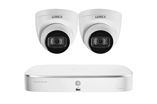 Lorex Fusion 4K 16-Channel (8 Wired + 8 Wi-Fi) 2TB NVR System with Dome Cameras featuring Listen-In Audio