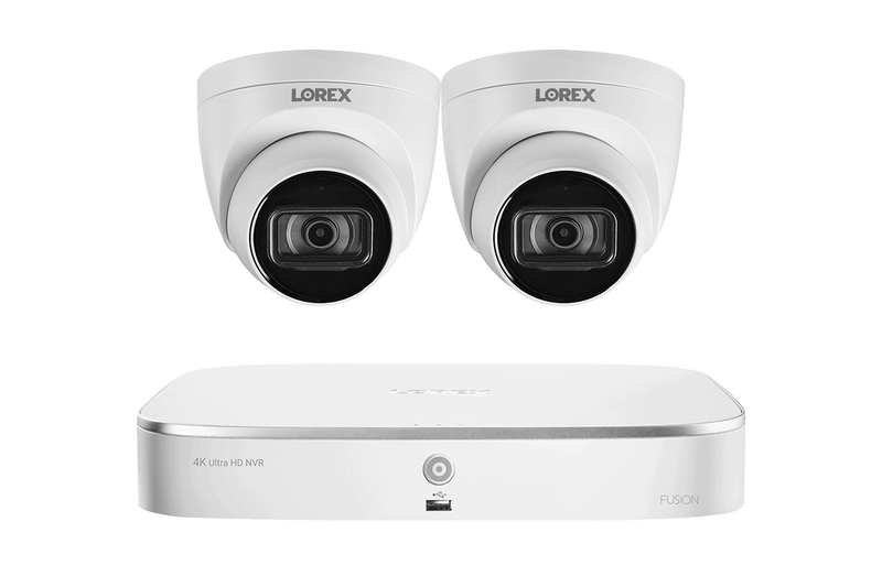 Lorex Fusion 4K 16-Channel (8 Wired + 8 Wi-Fi) 2TB NVR System with Dome Cameras featuring Listen-In Audio