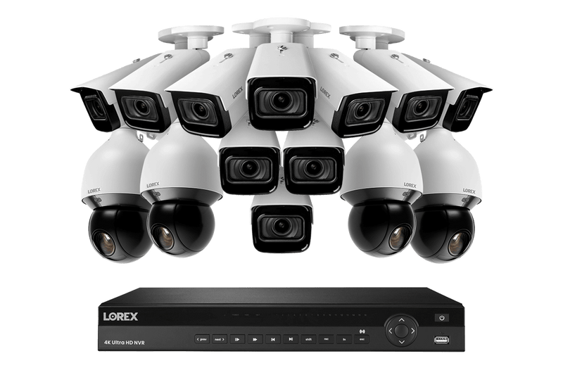 Lorex 4K 16-Channel 4TB Wired NVR System with 10 Nocturnal 3 Motorized Varifocal Smart Cameras and 4 PTZ Cameras