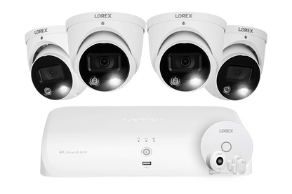 4K 8-channel 2TB Wired NVR System with 4 Smart Deterrence Cameras + Smart Sensor Kit