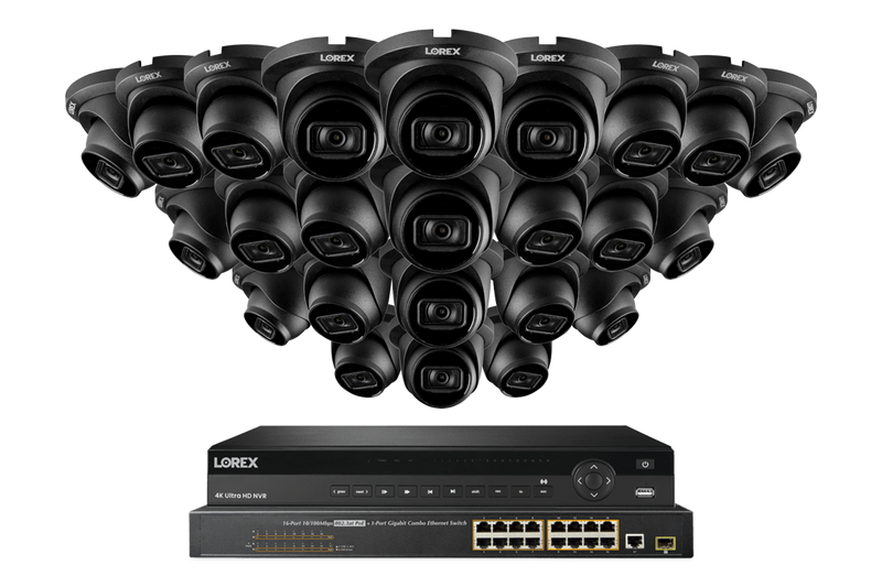 Lorex Fusion (4K 32-Camera Capable) 8TB NVR System with Bullet Cameras featuring Listen-In Audio - Black 24