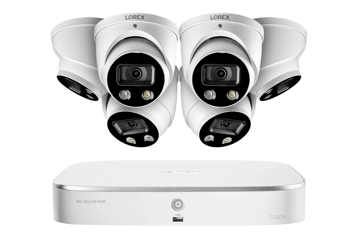 8-Channel 4K Fusion NVR System with 6 Smart Deterrence 4K (8MP) IP Dome Cameras