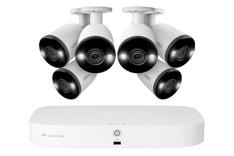 4K 8-channel 2TB Wired NVR System with 6 Smart Deterrence Cameras