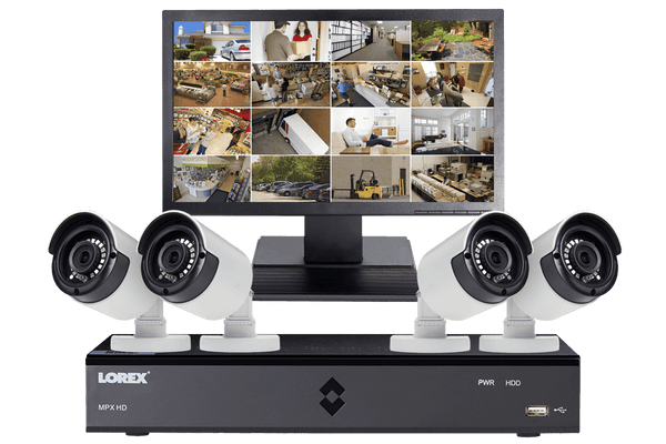HD Security Camera System with four 1080p Bullet Cameras and LED Monitor