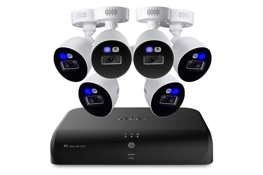 Lorex Fusion 4K 12-Channel 2TB Wired DVR System with 6 Smart Deterrence Cameras