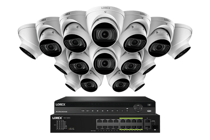 Lorex 4K (32 Camera Capable) 8TB Wired NVR System with Nocturnal 3 Smart IP Dome Cameras Featuring Motorized Varifocal Lens and 30FPS Recording