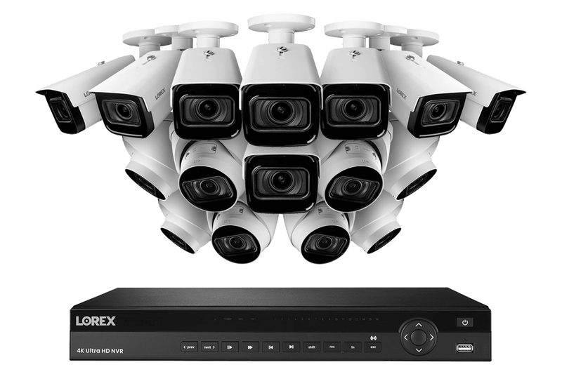 16-Channel 4K Nocturnal NVR System with Eight Audio Domes and Eight Motorized Varifocal Smart IP Cameras