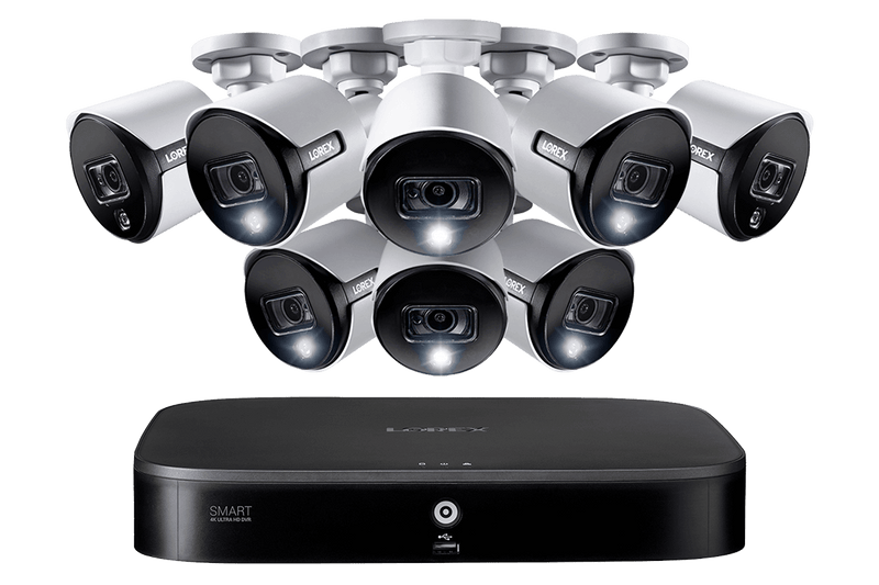 8-Channel Security System with 8 Active Deterrence 4K (8MP) Cameras featuring Smart Motion Detection and Color Night Vision