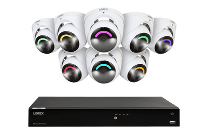 Lorex Fusion 4K 16 Camera Capable (16 Wired or Wi-Fi) 4TB Wired NVR System with Dome Camera Featuring Smart Security Lighting and 2-Way Audio