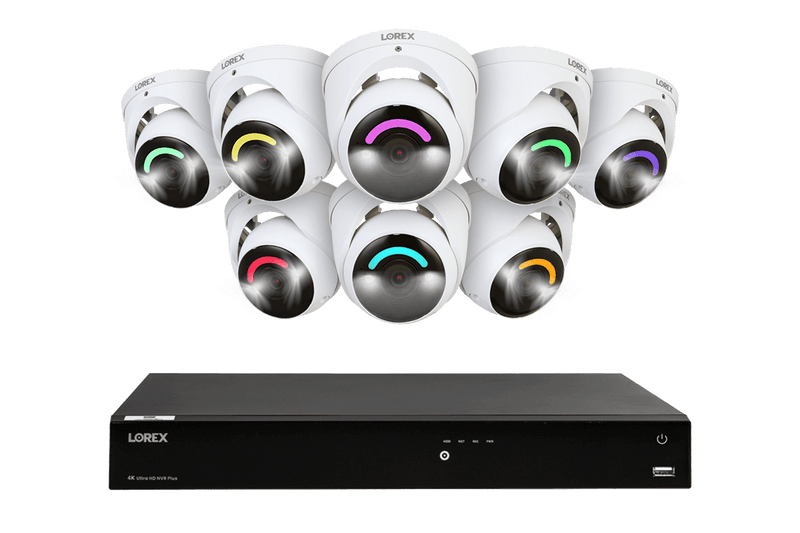 Lorex Fusion 4K 16 Camera Capable (16 Wired or Wi-Fi) 4TB Wired NVR System with Dome Camera Featuring Smart Security Lighting and 2-Way Audio