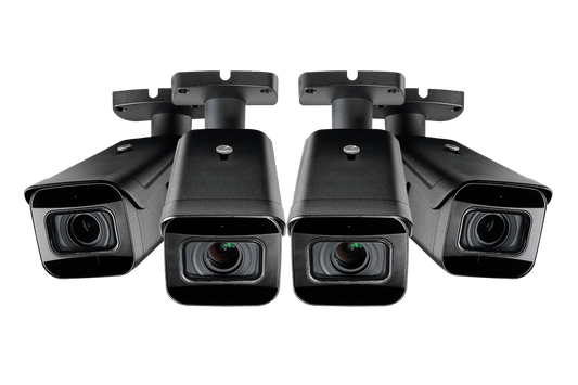 4K Ultra HD Resolution 8MP Motorized Varifocal Outdoor 4x Optical Zoom IP Camera with Real-Time 30FPS Recording and 2-Way Audio (4-pack)