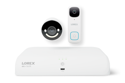 Lorex Wireless Fusion - 4K+ NVR with 2K Wired Doorbell and 4K Smart Security Lighting Wi-Fi 6 Camera