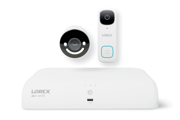 Lorex Wireless Fusion - 4K+ NVR with 2K Wired Doorbell and 4K Smart Security Lighting Wi-Fi 6 Camera