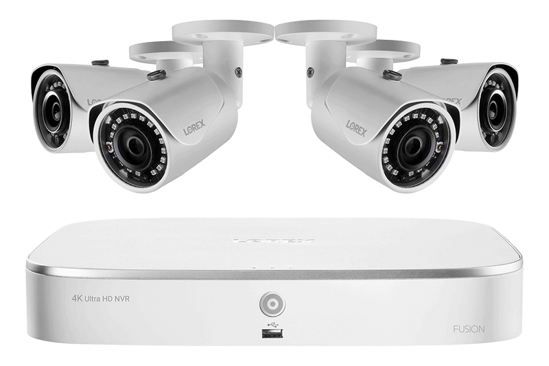 2K HD 8-Channel IP Security System with Four 5MP Cameras and Smart Home Voice Control