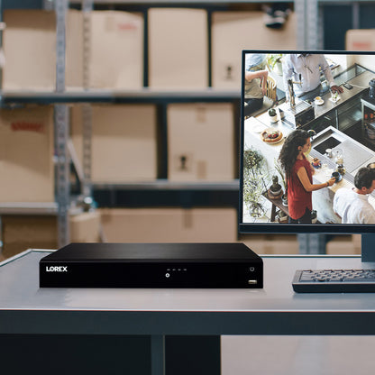 Lorex Fusion 4K (16 Camera Capable) 4TB Wired NVR System with 8 Bullet Cameras Featuring Smart Deterrence and Two-Way Talk