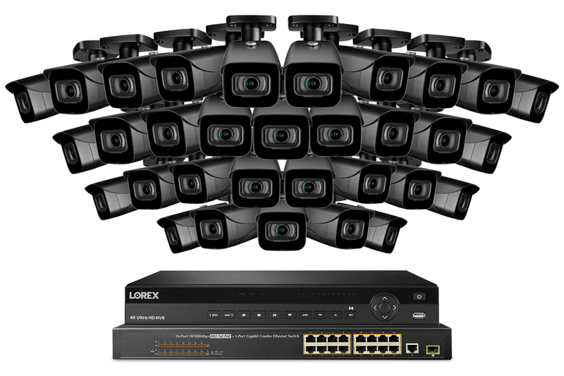 32-Channel NVR System with Thirty-Two 4K (8MP) IP Cameras