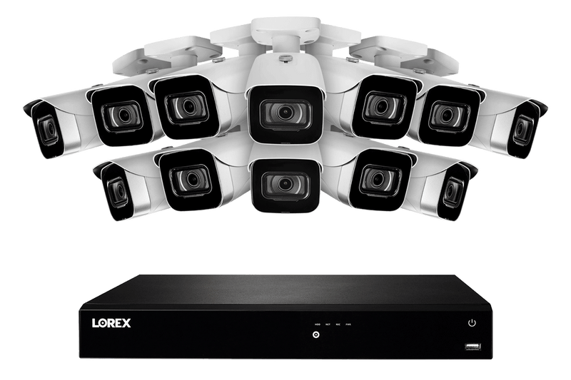 16-Channel Fusion NVR System with Twelve 4K (8MP) IP Cameras