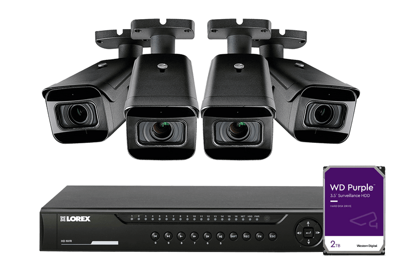 4K Nocturnal IP NVR System featuring Four 4K (8MP) Real-time 30FPS Cameras with 4x Optical Zoom, Color Night Vision and Listen-In Audio