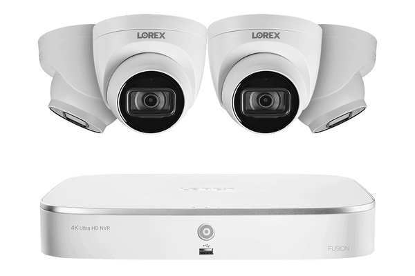 8-Channel Fusion NVR System with 4K (8MP) IP Dome Cameras with Listen-In Audio