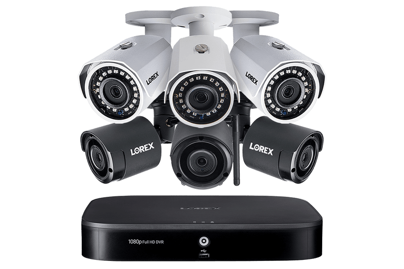 8-Channel Wired/Wireless System with 3 Wireless and 3 HD 1080p Resolution Security Cameras