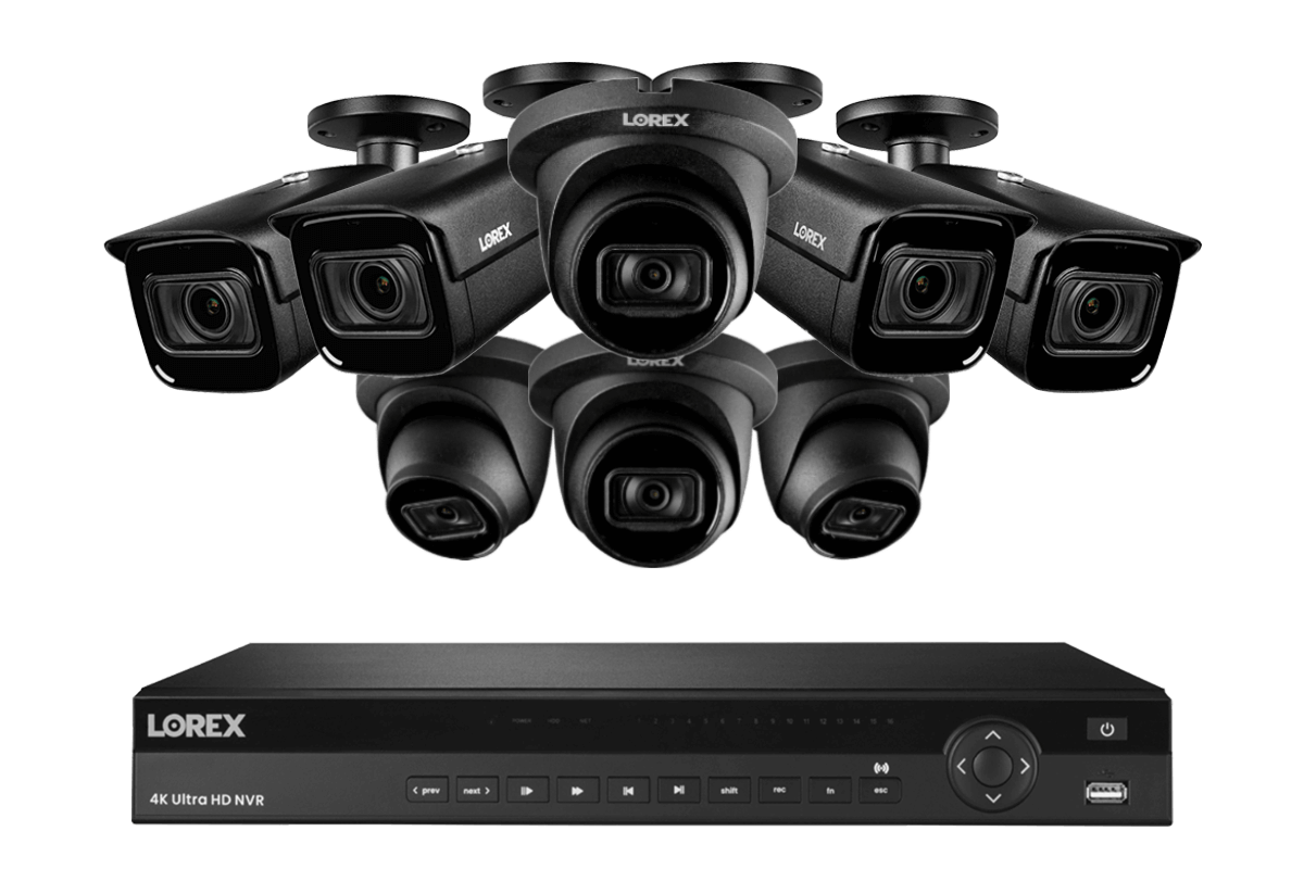 Lorex 16-Channel Smart 30 FPS 4K Nocturnal 4TB NVR System with Listen-in Audio Dome IP Cameras & Motorized Varifocal IP Cameras