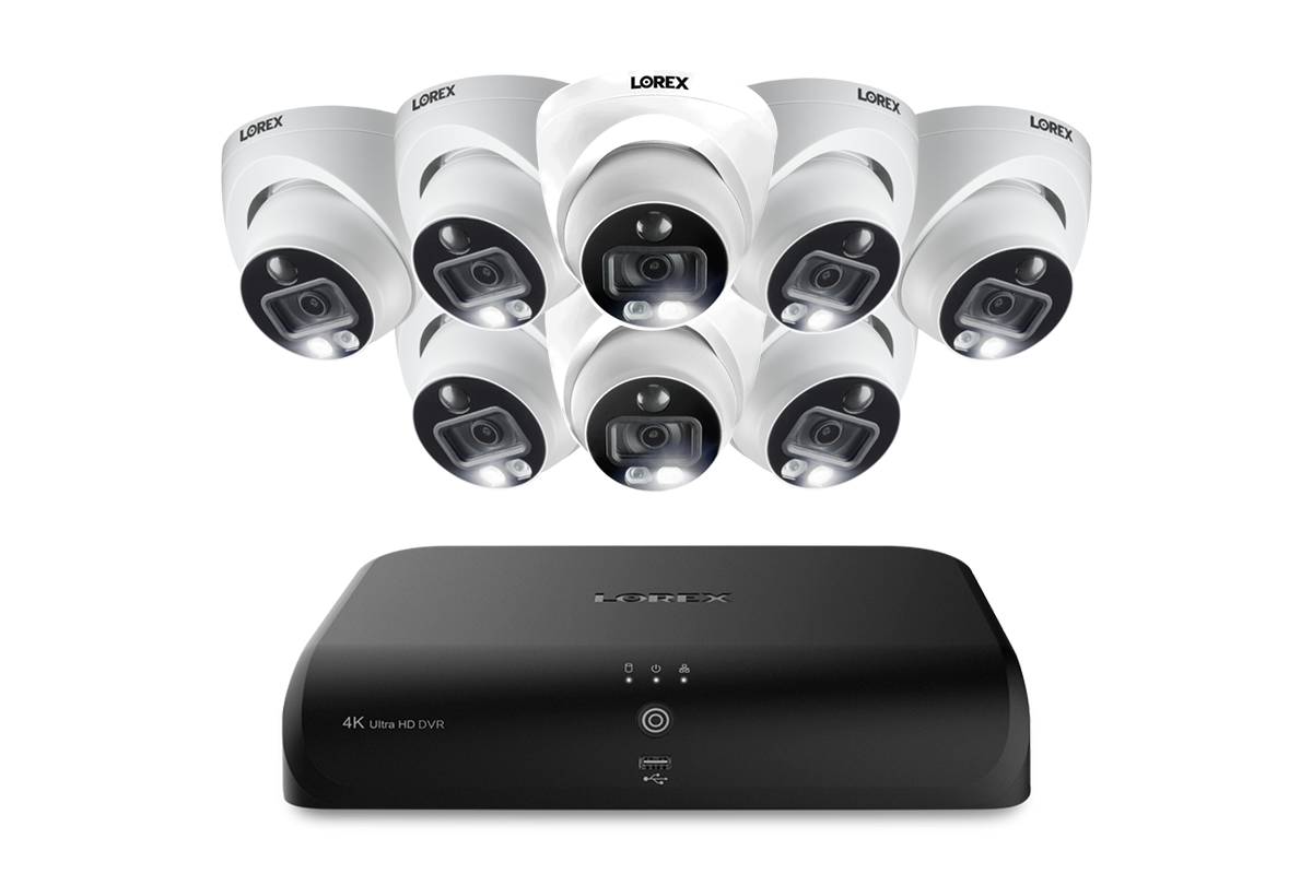 Lorex 4K 8-Channel Wired DVR System with 8 Active Deterrence Dome Security Camera