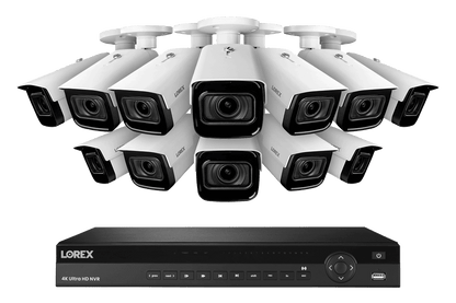 16-Channel Nocturnal NVR System with 8 4K (8MP) Smart IP Optical Zoom White Security Cameras with Real-Time 30FPS Recording