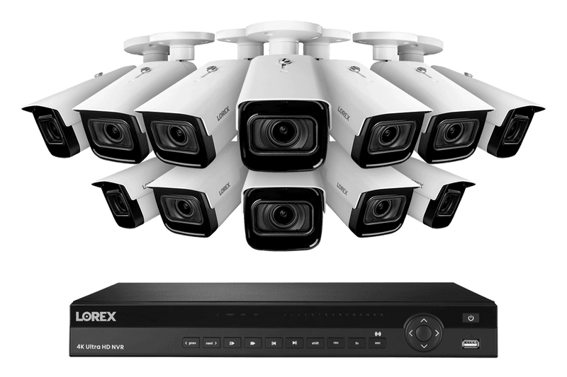16-Channel Nocturnal NVR System with 8 4K (8MP) Smart IP Optical Zoom White Security Cameras with Real-Time 30FPS Recording