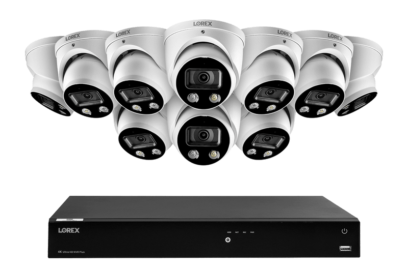 16-Channel 4K Ultra HD Fusion NVR IP System with 10 Smart Deterrence Dome Cameras