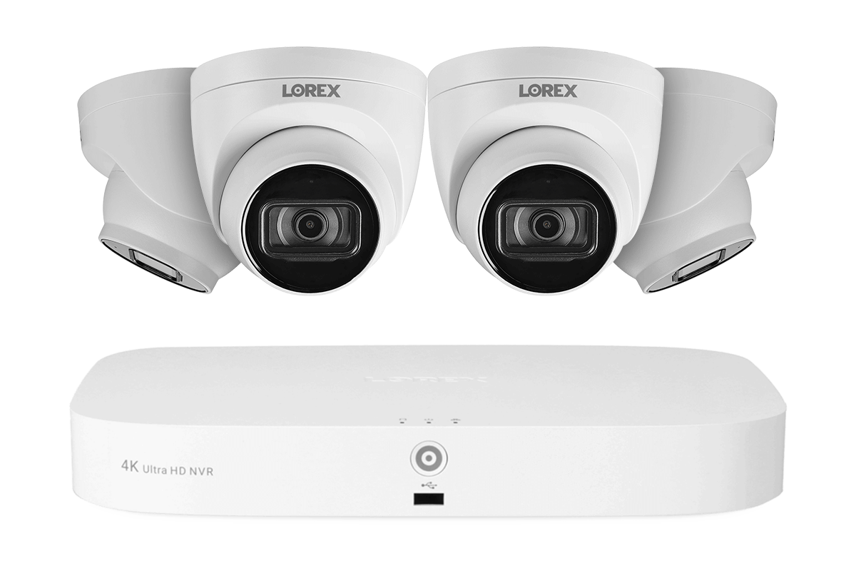 8-Channel Fusion NVR System with Four 4K (8MP) IP Dome Cameras with Listen-In Audio
