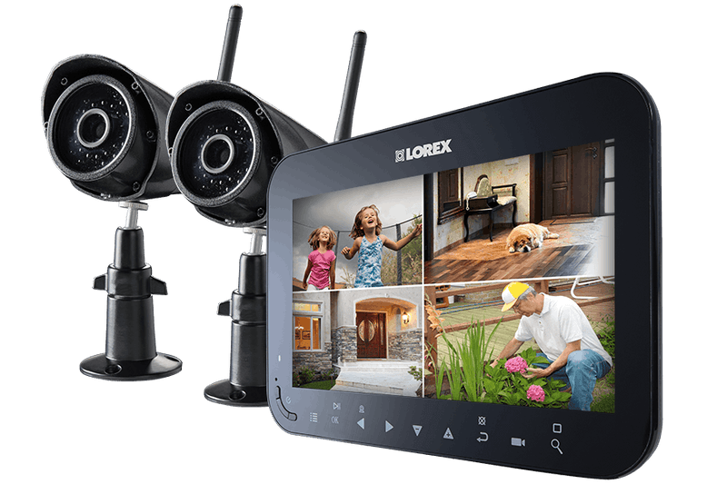 Wireless Video Surveillance System with 7 inch Monitor and 2 Weather-Resistant Cameras