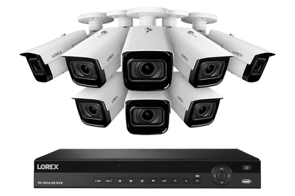 16-Channel Nocturnal NVR System with 8 4K (8MP) Smart IP Optical Zoom White Security Cameras with Real-Time 30FPS Recording