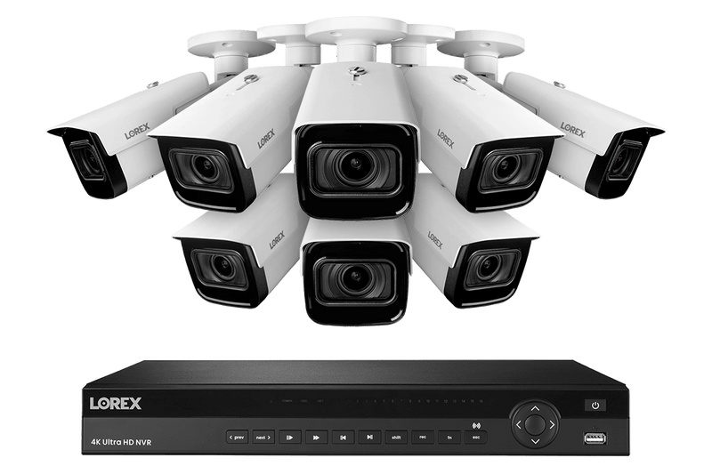 16-Channel Nocturnal NVR System with 8 4K (8MP) Smart IP Optical Zoom White Security Cameras with Real-Time 30FPS Recording