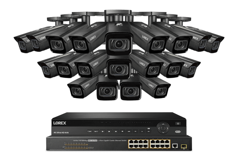 Lorex 4K (32 Camera Capable) 8TB Wired NVR System with Nocturnal 4 Smart IP Bullet Cameras Featuring Motorized Varifocal Lens, Vandal Resistant and 30FPS Recording