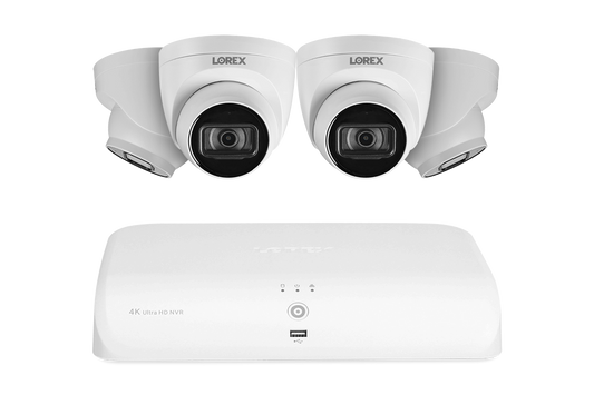 Lorex 4K (8 Camera Capable) 2TB NVR System with IP Audio Dome Cameras