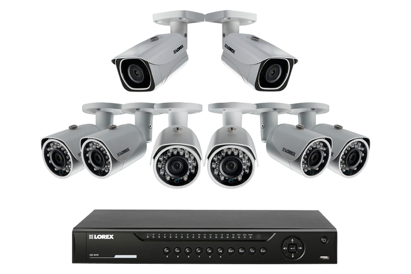 IP Camera System with 2 Ultra HD 4K, 6 High Definition 4MP security cameras & Lorex Cloud Connectivity