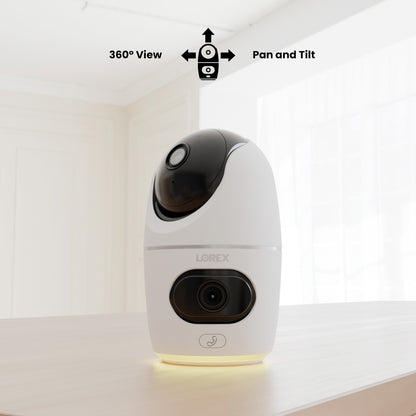 Lorex 2K Dual Lens Indoor Pan-Tilt Wi-Fi Security Camera (32GB, Cloud-Enabled)