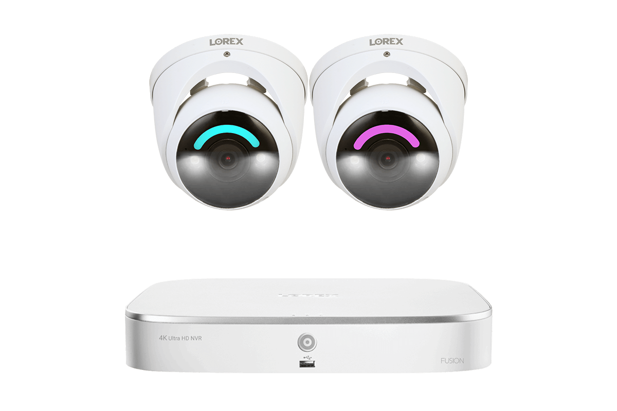 Lorex Fusion 4K 16 Camera Capable (8 Wired and 8 Wi-Fi) 2TB Wired NVR System with Dome Cameras Featuring Smart Security Lighting