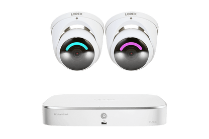 Lorex Fusion 4K 16 Camera Capable (8 Wired and 8 Wi-Fi) 2TB Wired NVR System with Dome Cameras Featuring Smart Security Lighting