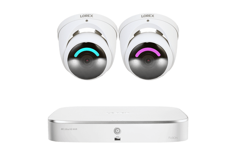 Lorex Fusion 4K 16 Camera Capable (8 Wired and 8 Wi-Fi) 2TB Wired NVR System with Dome Cameras Featuring Smart Security Lighting