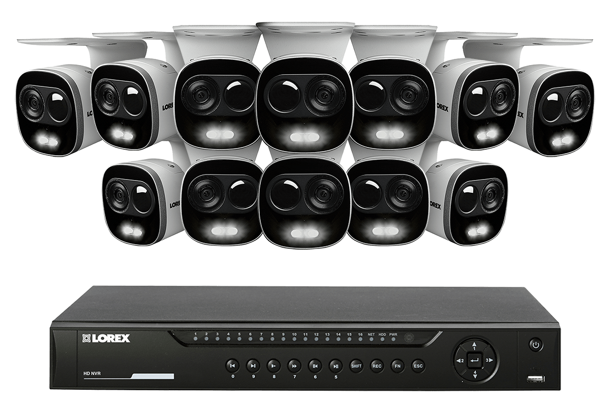 4K Ultra HD IP Camera System with 4 Active Deterrence Security Cameras, 130ft Night Vision