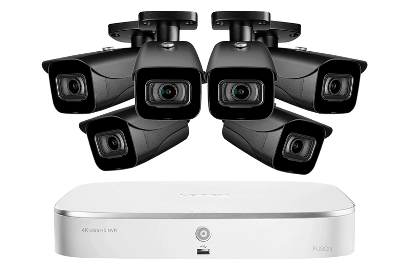8-Channel Fusion NVR System with Six 4K (8MP) IP Cameras