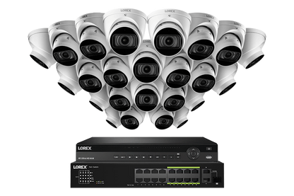 Lorex 4K (32 Camera Capable) 8TB Wired NVR System with Nocturnal 3 Smart IP Dome Cameras Featuring Motorized Varifocal Lens and 30FPS Recording