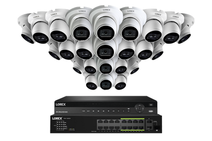 Lorex Fusion (4K 32-Camera Capable) 8TB NVR System with Bullet Cameras featuring Listen-In Audio - White 24