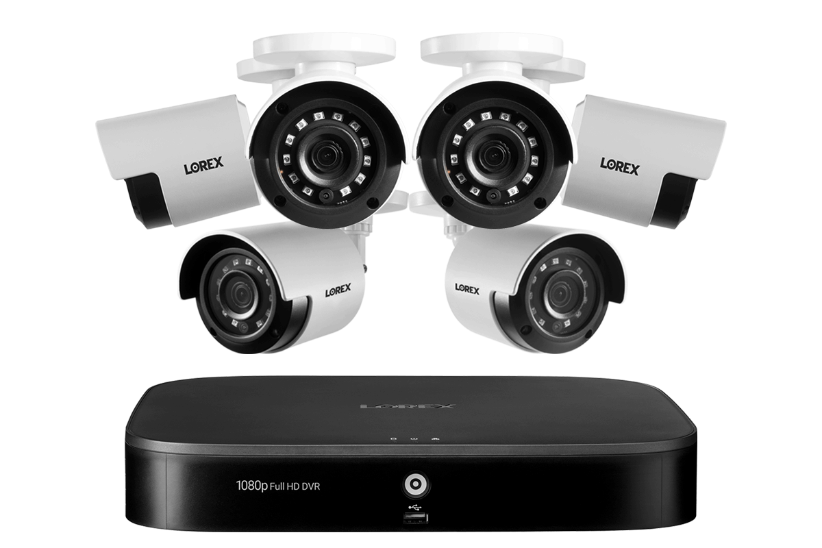 Security surveillance camera system with cameras, channel DVR