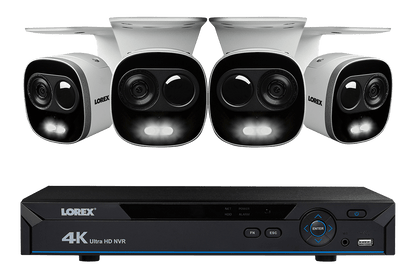 4K Ultra HD IP Camera System with 4 Active Deterrence Security Cameras, 130ft Night Vision
