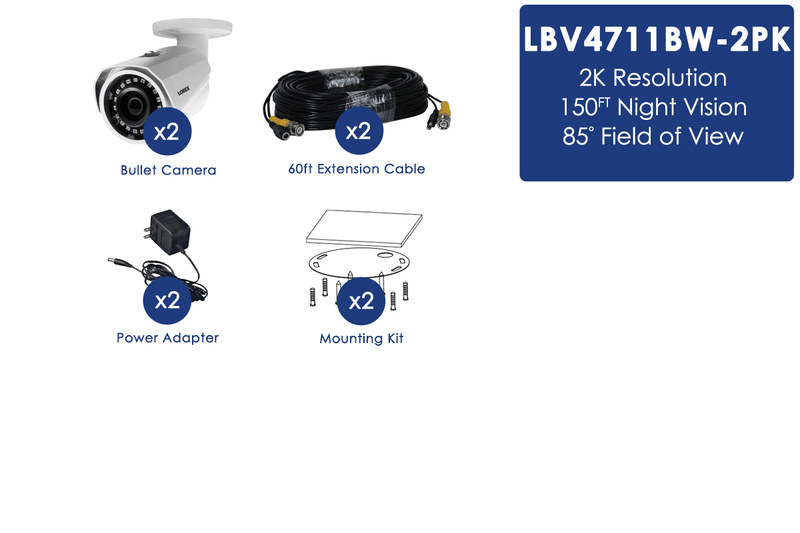 2K SuperHD Weatherproof Night-Vision Security Camera (2-pack)