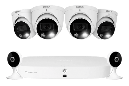 Lorex Fusion 4K 8-Channel 2TB Wired NVR System with Four 4K IP Dome Cameras + Two 2K Wi-Fi Indoor Cameras