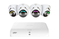 Système NVR filaire Lorex 4K Fusion 2 To avec quatre caméras dôme IP 4K et éclairage de sécurité intelligent